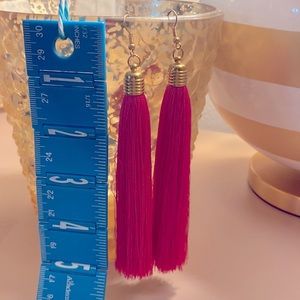 Long Pink + Gold Tassel Earrings NWT